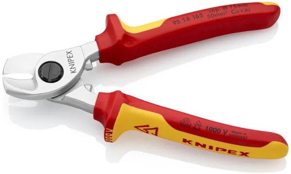 Knipex kabelschaar verchroomd, VDE-getest 165 mm