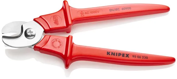 Knipex kabelschaar, handgreep geïnjecteerd plastic, geïsoleerd, VDE-getest, 230 mm